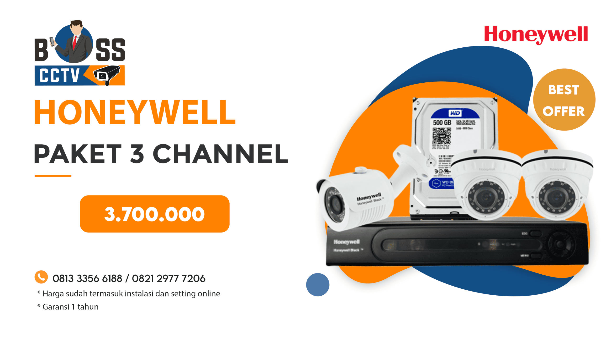 PAKET CCTV HONEYWELL 3 CH