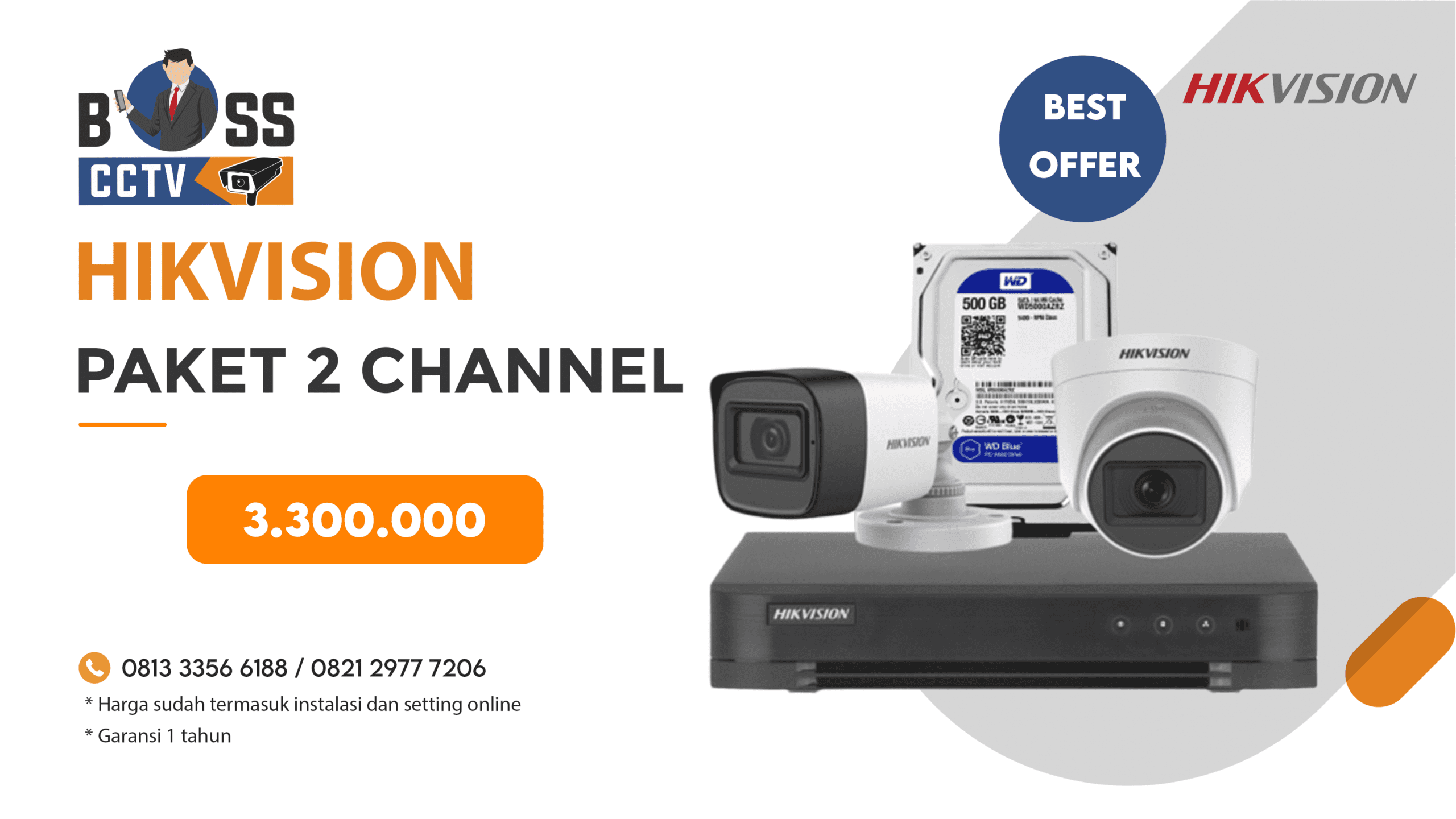 Paket cctv HIKVISION 2 CH