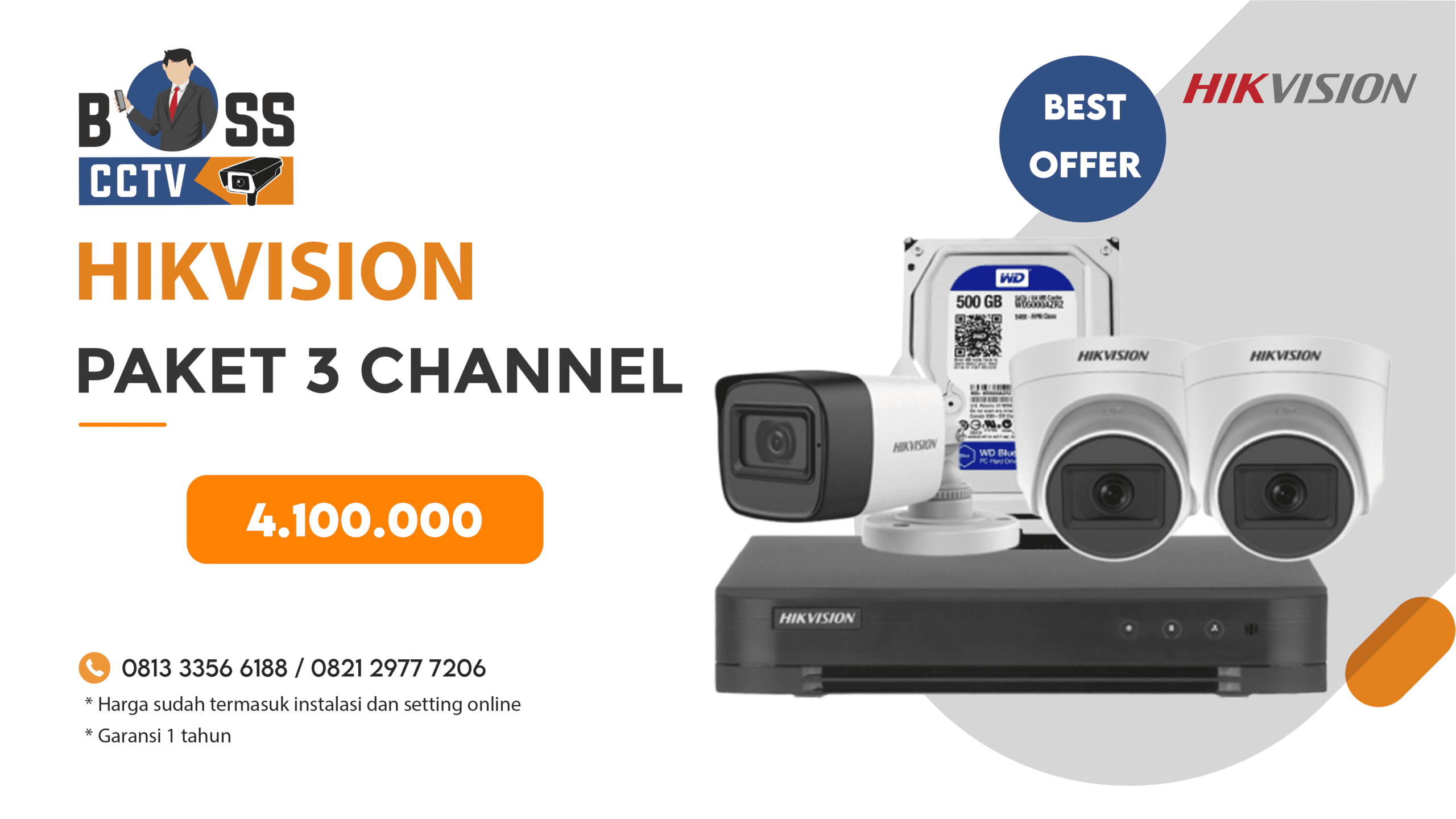 PAKET CCTV HIKVISION 3 CH