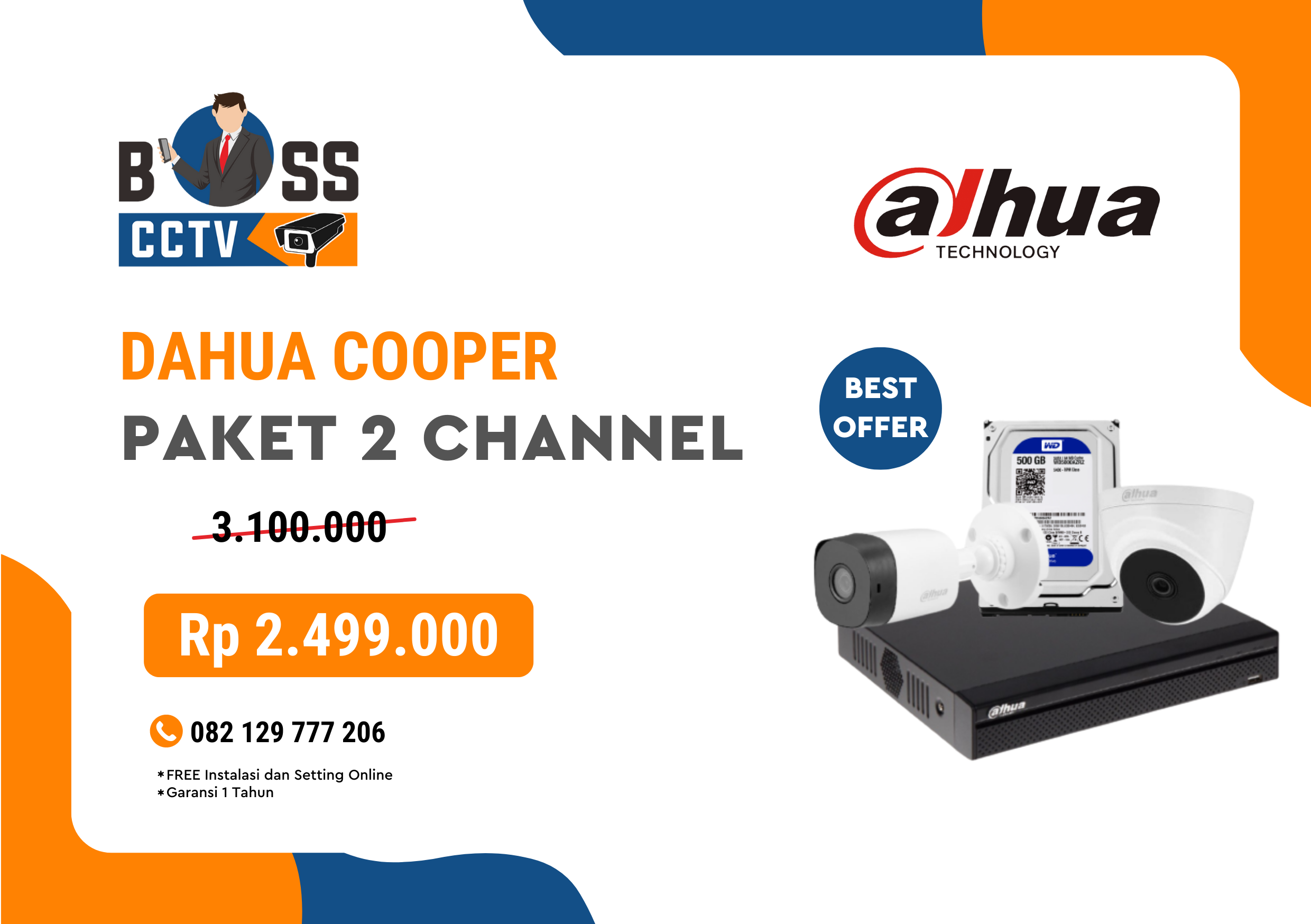 Harga Paket CCTV Dahua 2 titik BOSS CCTV