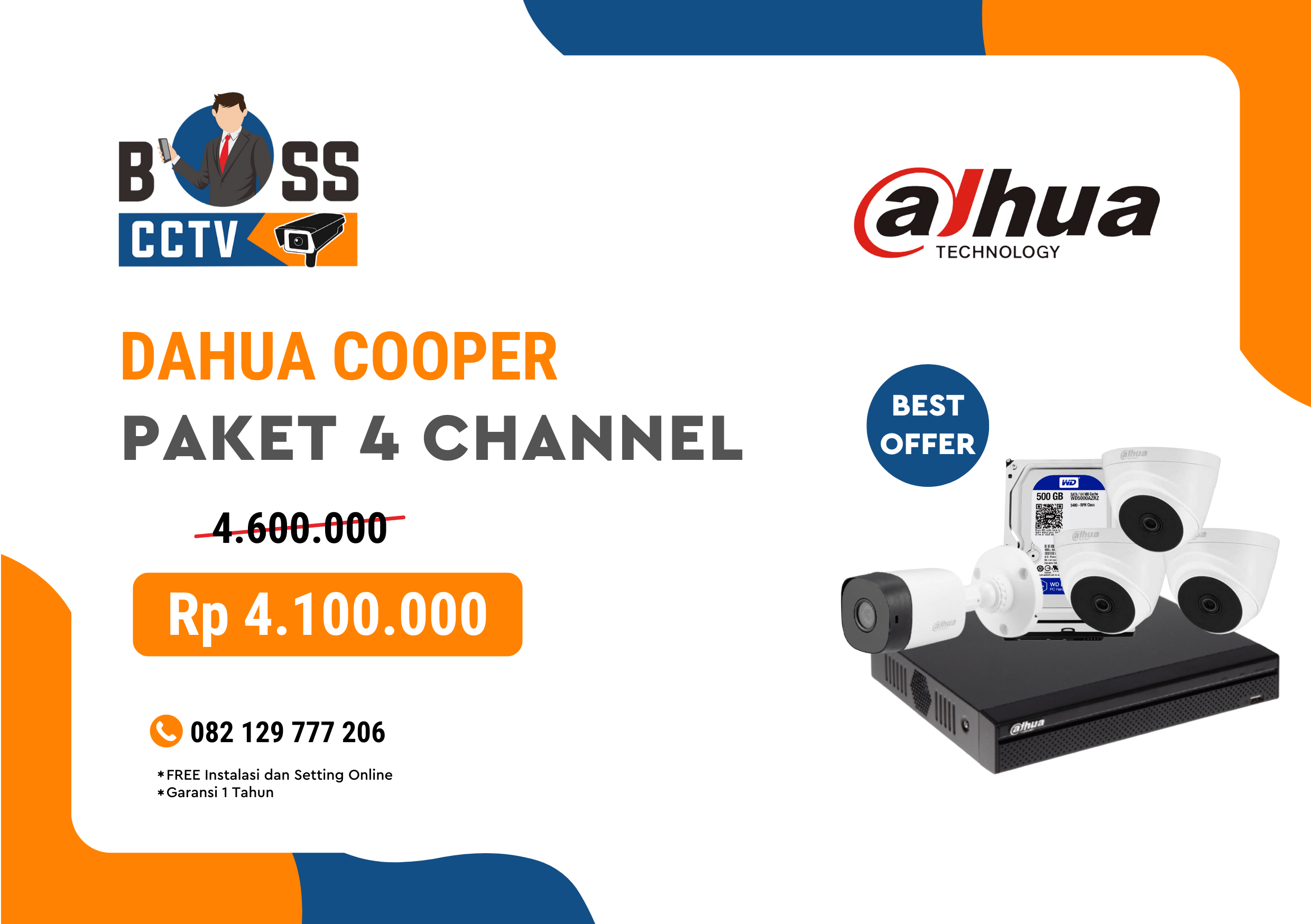 Promo Paket CCTV Murah BOSS CCTV DAHUA 4 CHANNEL