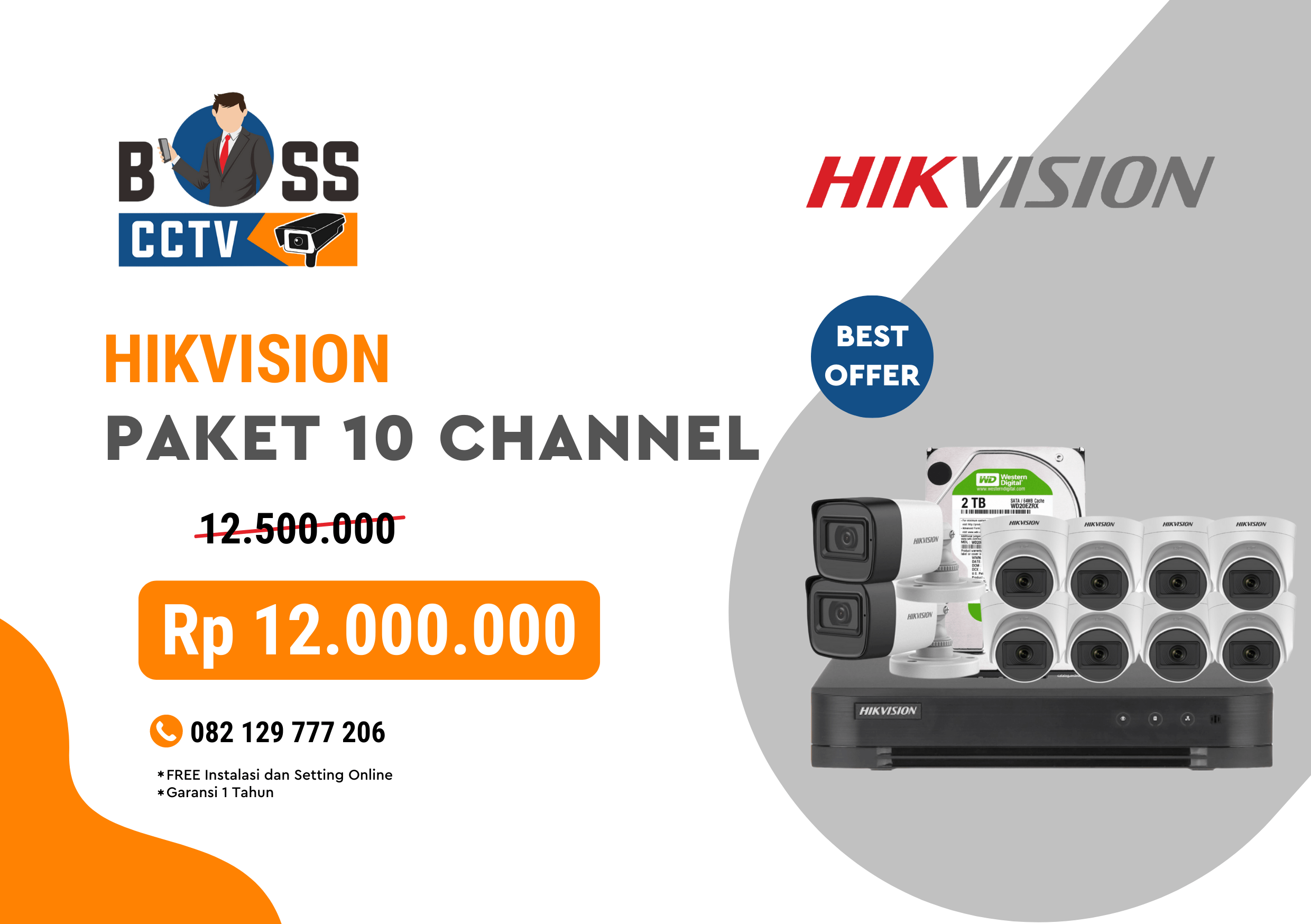 PROMO PAKET CCTV MURAH BOSS CCTV HIKVISION 10 CHANNEL