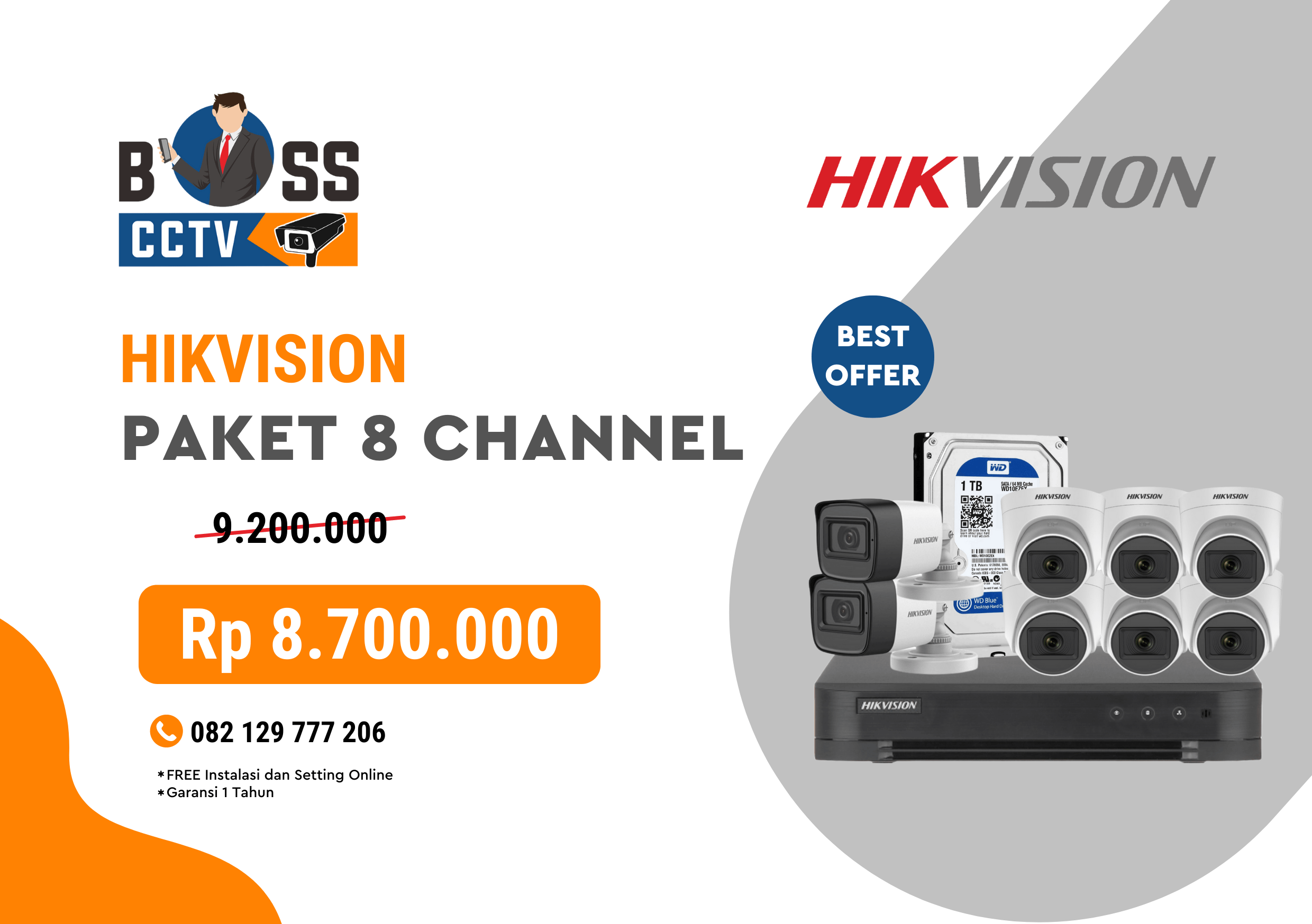 PROMO PAKET CCTV MURAH BOSS CCTV HIKVISION 8 CHANNEL