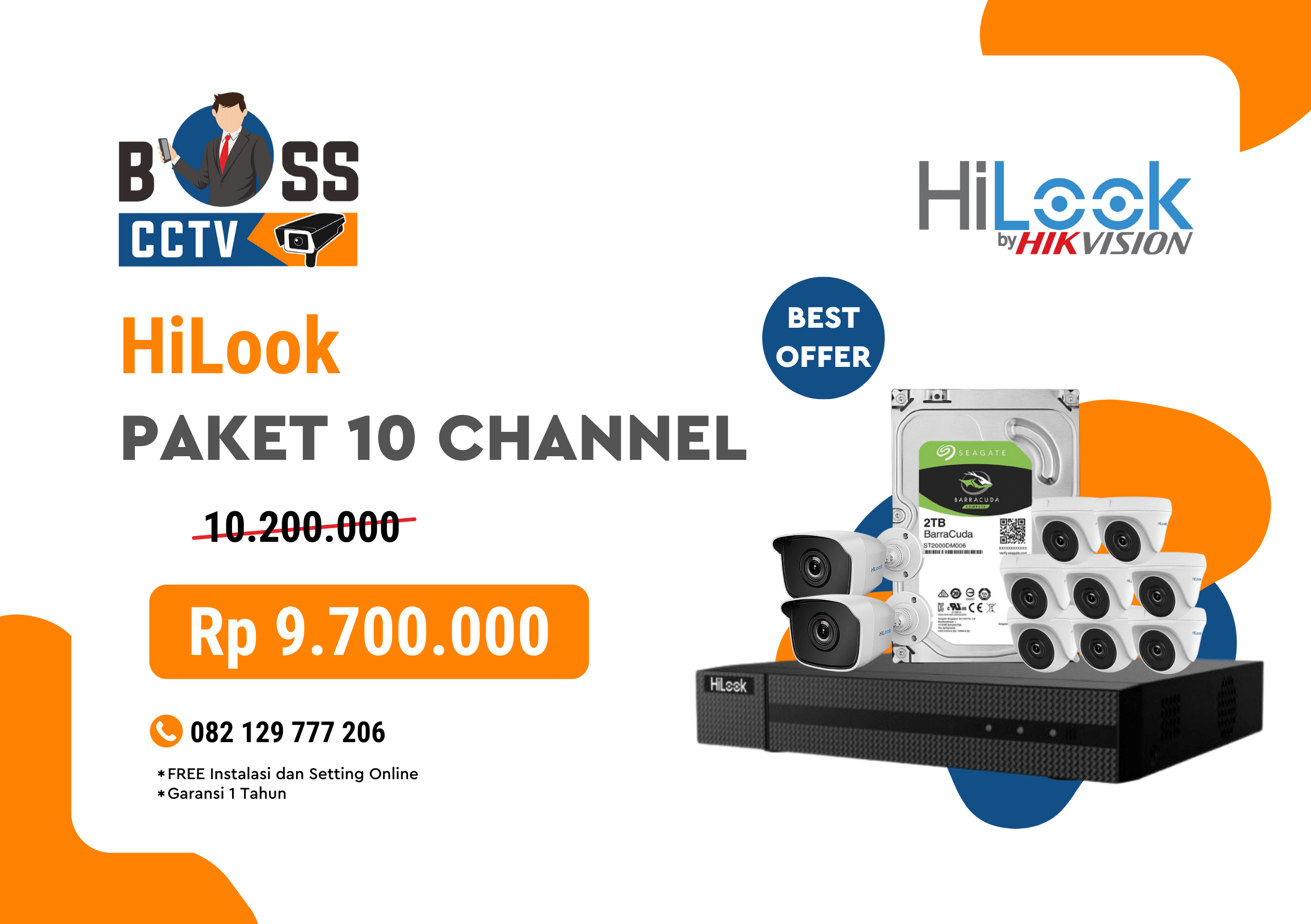 PROMO PAKET CCTV MURAH BOSS CCTV HILOOK 10 CHANNEL