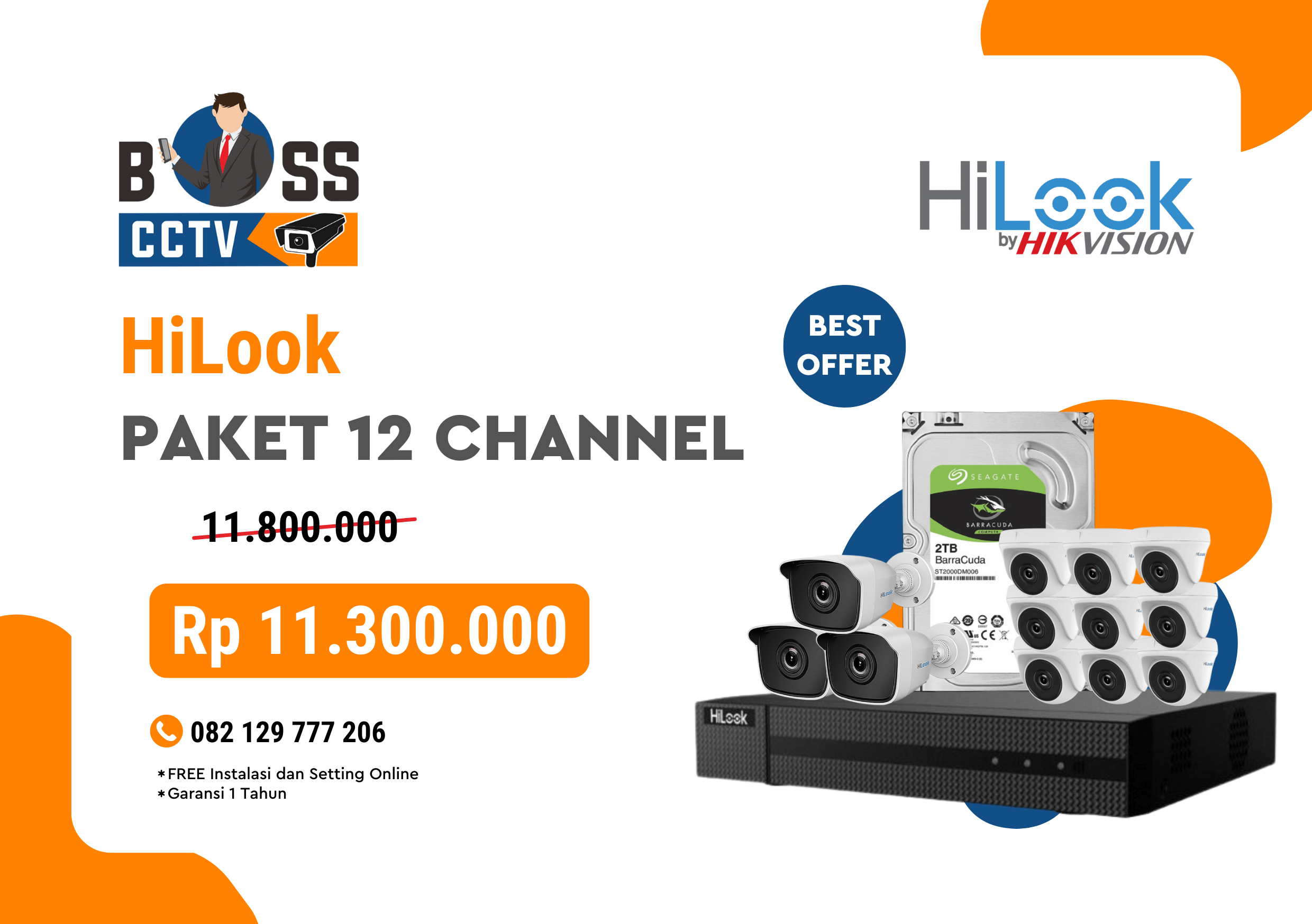 PROMO PAKET CCTV MURAH BOSS CCTV HILOOK 12 CHANNEL