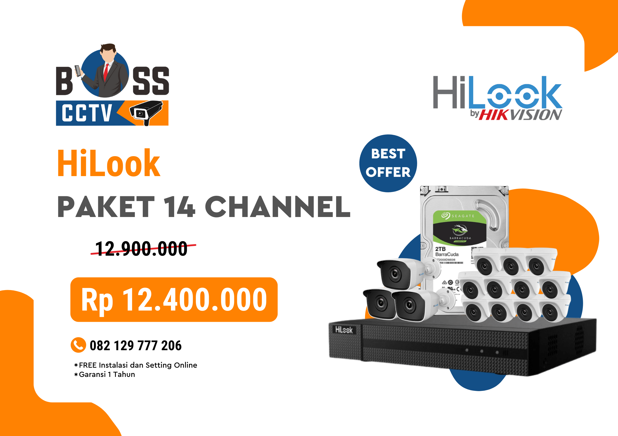 PROMO PAKET CCTV MURAH BOSS CCTV HILOOK 14 CHANNEL