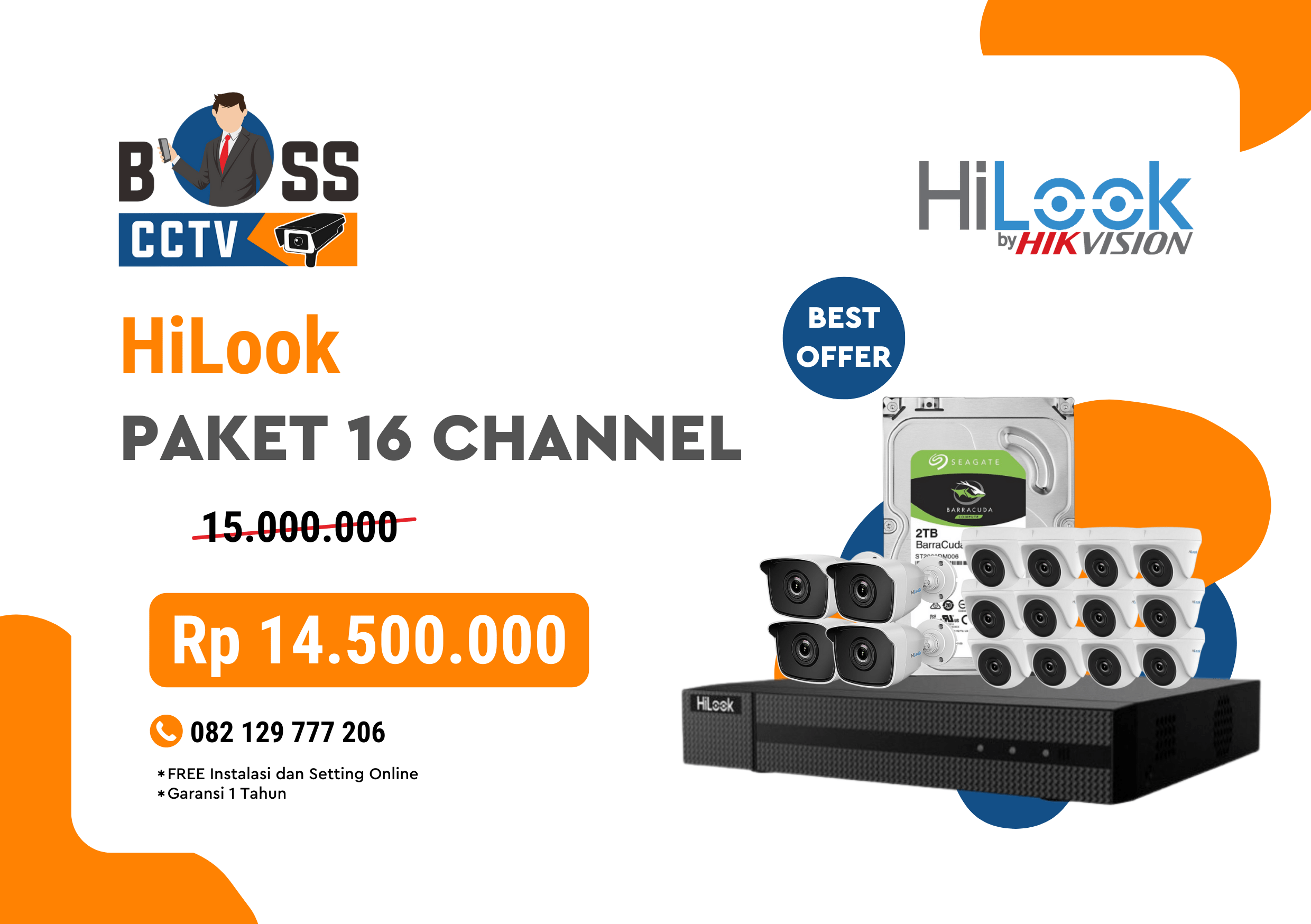 PROMO PAKET CCTV MURAH BOSS CCTV HILOOK 16 CHANNEL