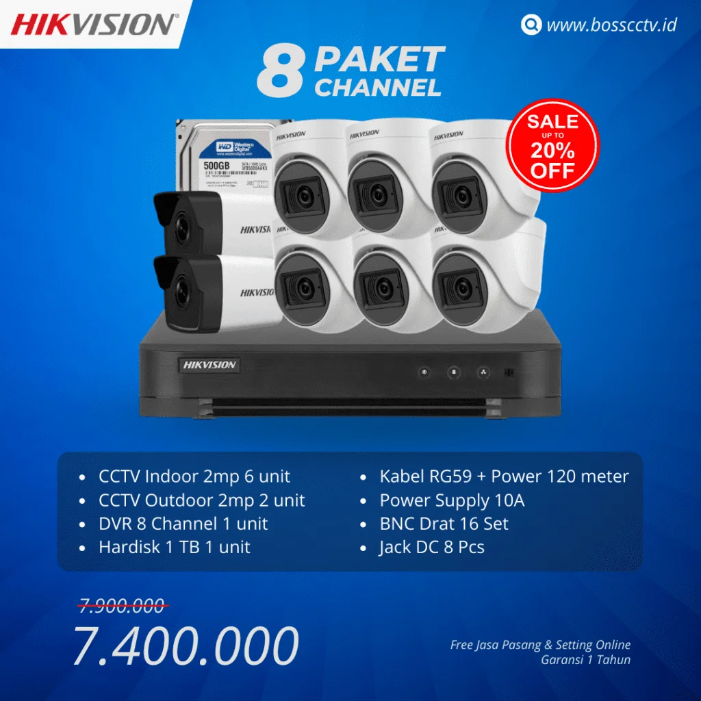 paket cctv hikvision 8 channel