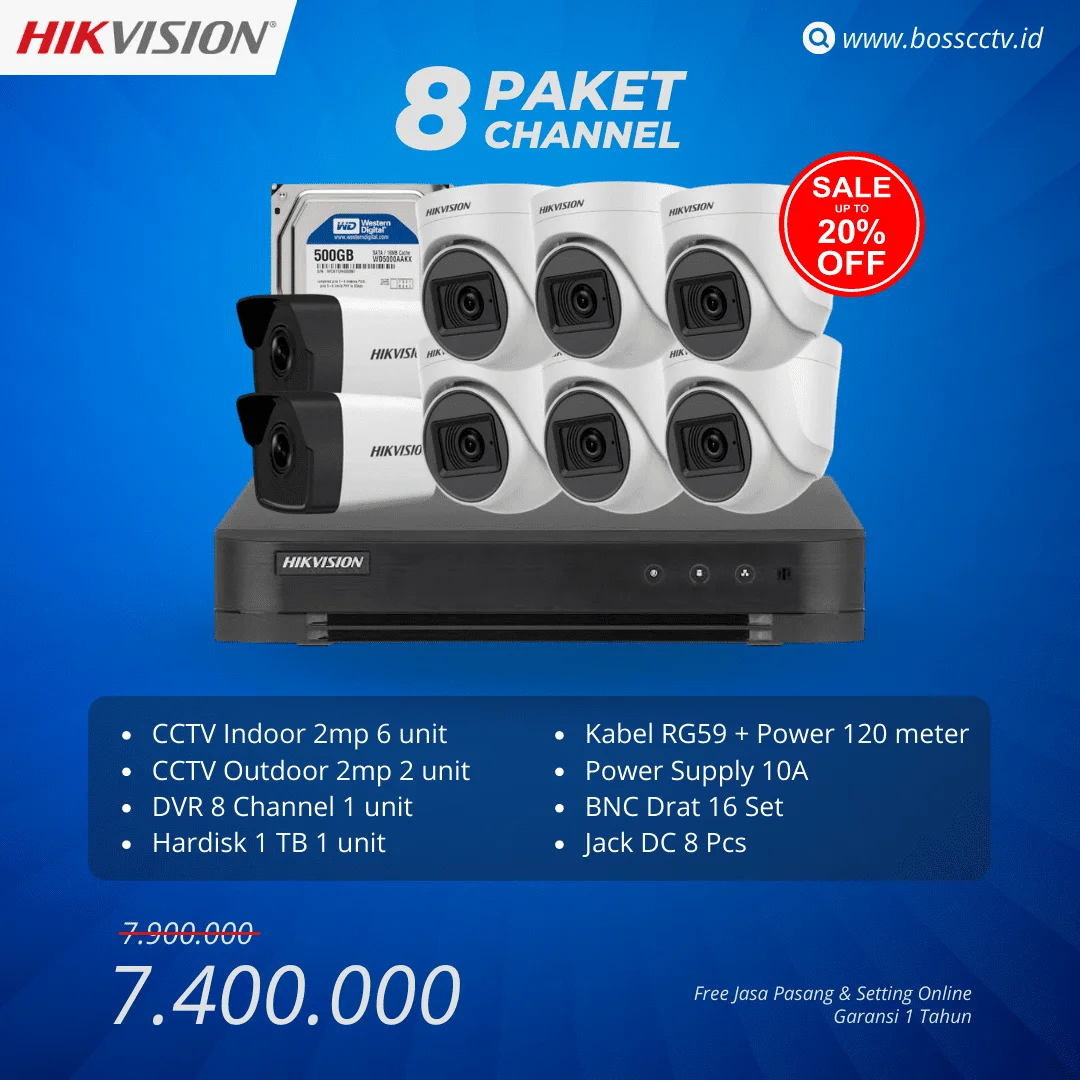 paket cctv hikvision 8 channel