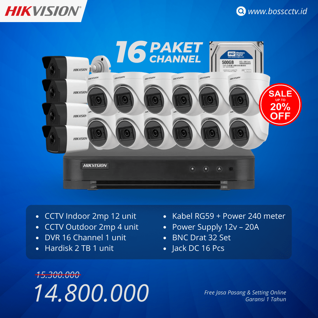 paket cctv hikvision 16 channel