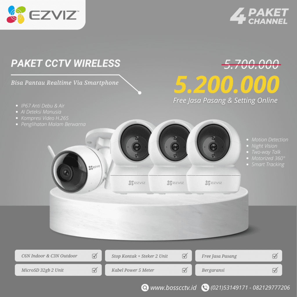 paket cctv wireless 4 channel